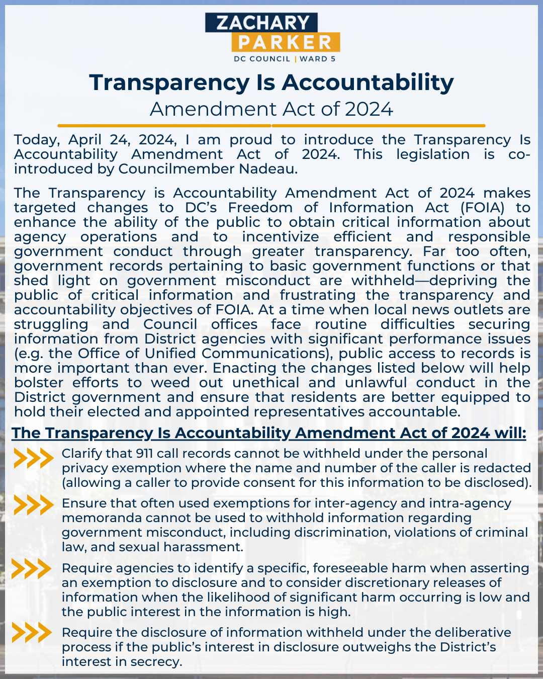 Transparency Is Accountability Amendment Act of 2024 Official Website